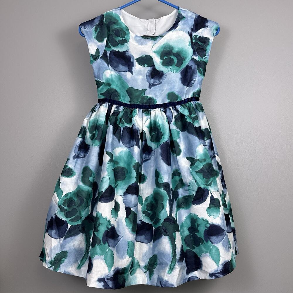 Gymboree Dressed Up Girls Dress Size 8 Satin Floral Party Taffeta Tulle Lined